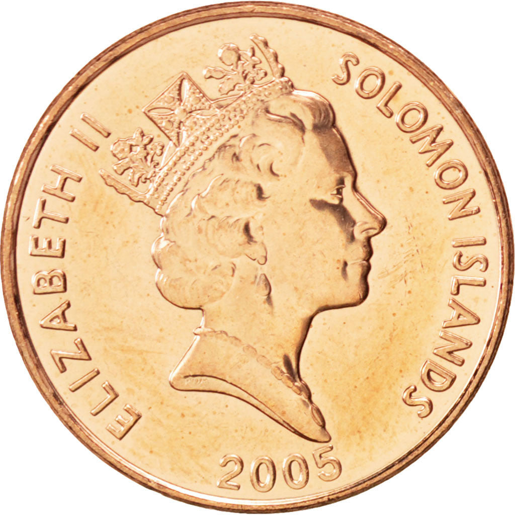 Coin, Solomon Islands, Elizabeth II, 2 Cents, 2005, MS(63), Bronze Plated Steel
