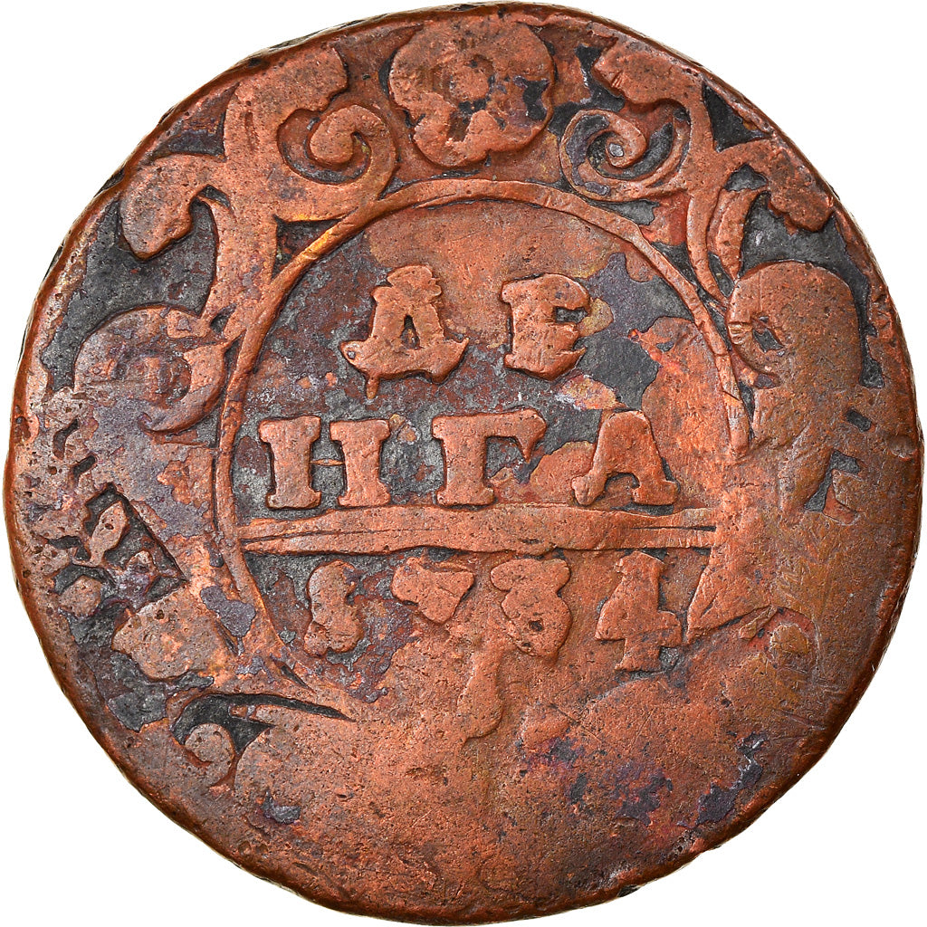 Munten, Rusland, Denga, 1/2 Kopek, 1734, FR, Koper, KM:188
