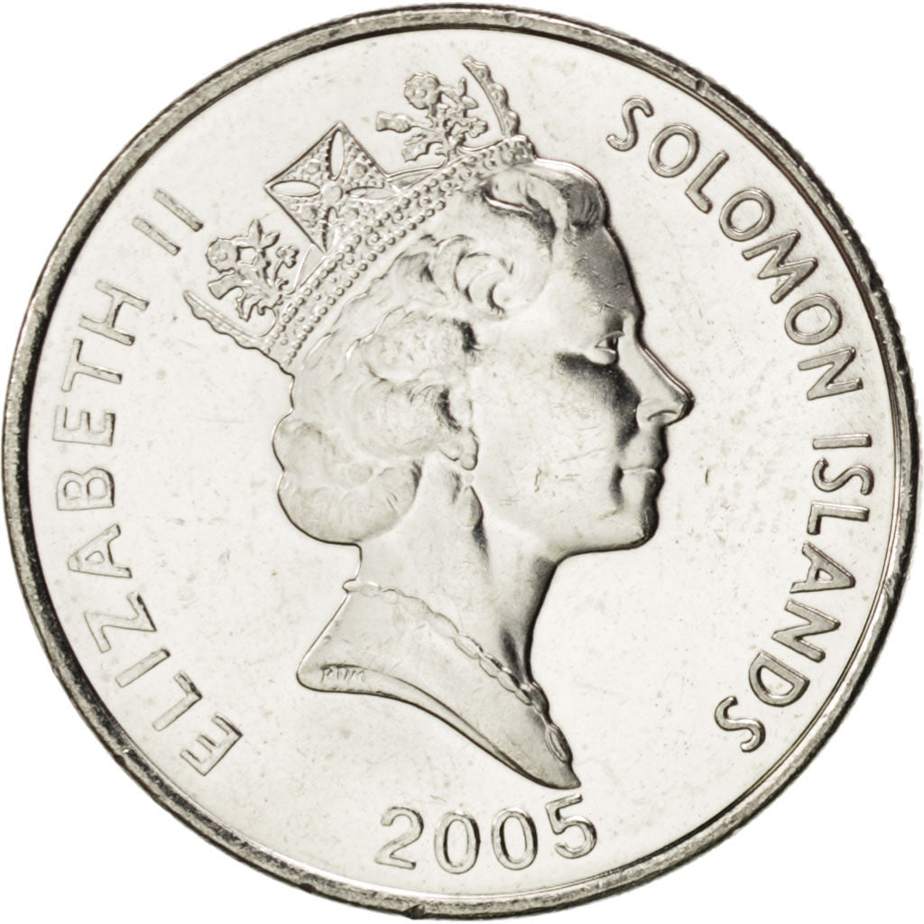 Isole Salomone, Elizabeth II, 10 Cents, 2005, SPL, Acciaio placcato nichel, K...