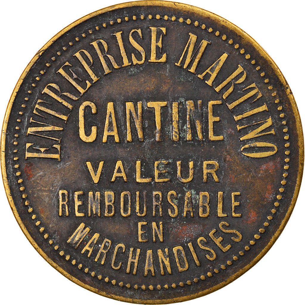 Coin, France, Entreprise Martino, Cantine, 10 Centimes, VF(30-35), Brass