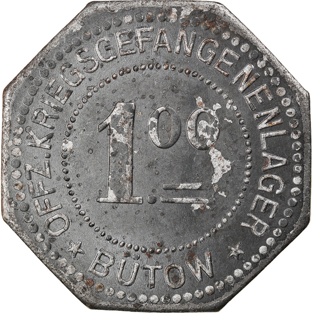 Moneta, Germania, Offz. Kriegsgefangenenlager, Bütow, 1 Mark, BB, Ferro
