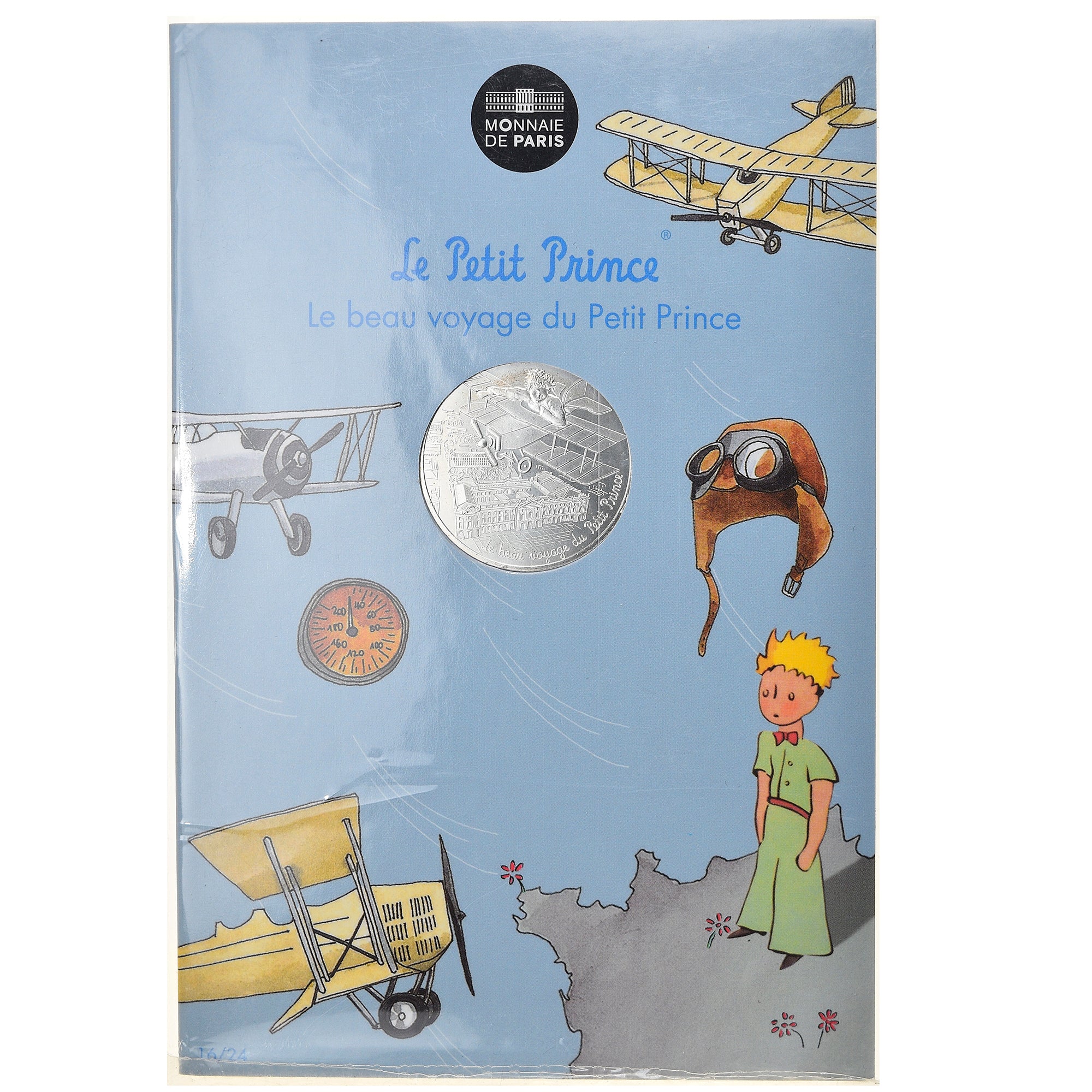 Francia, Monnaie de Paris, 10 Euro, Le Petit Prince en avion, 2016, FDC, Argento