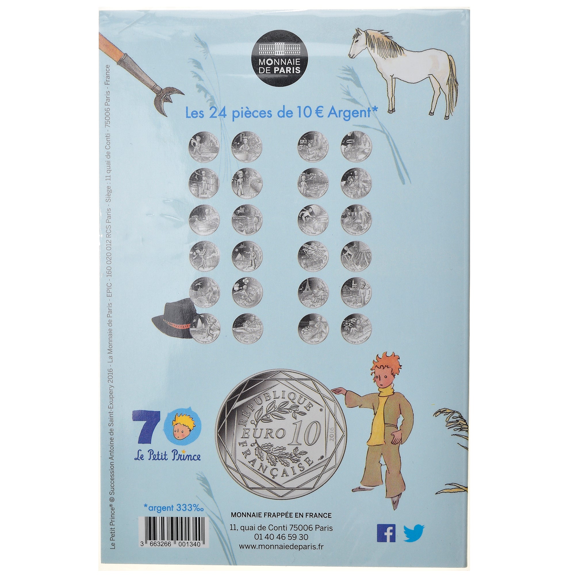 France, Monnaie de Paris, 10 Euro, Le Petit Prince à cheval, 2016, MS(65-70)