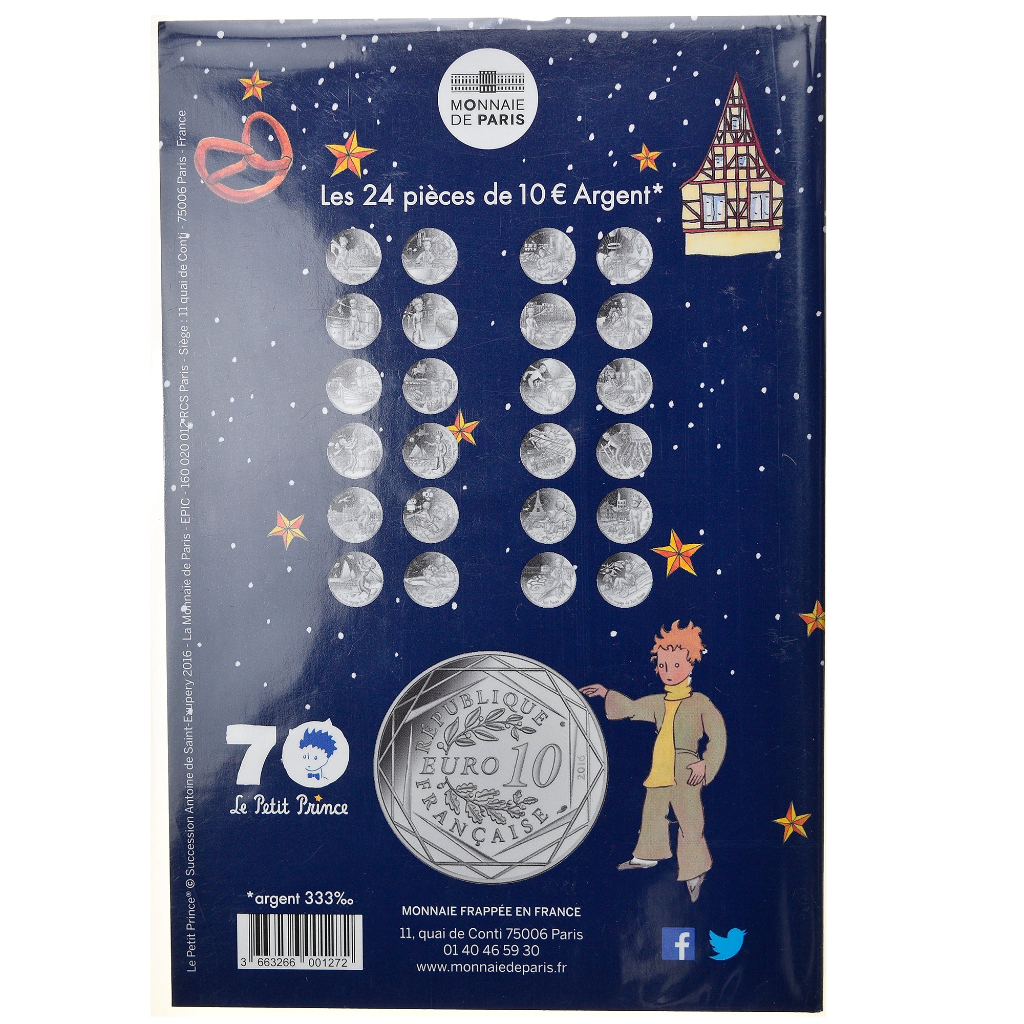 Francia, Monnaie de Paris, 10 Euro, Le Petit Prince (au marché de Noël), 2016