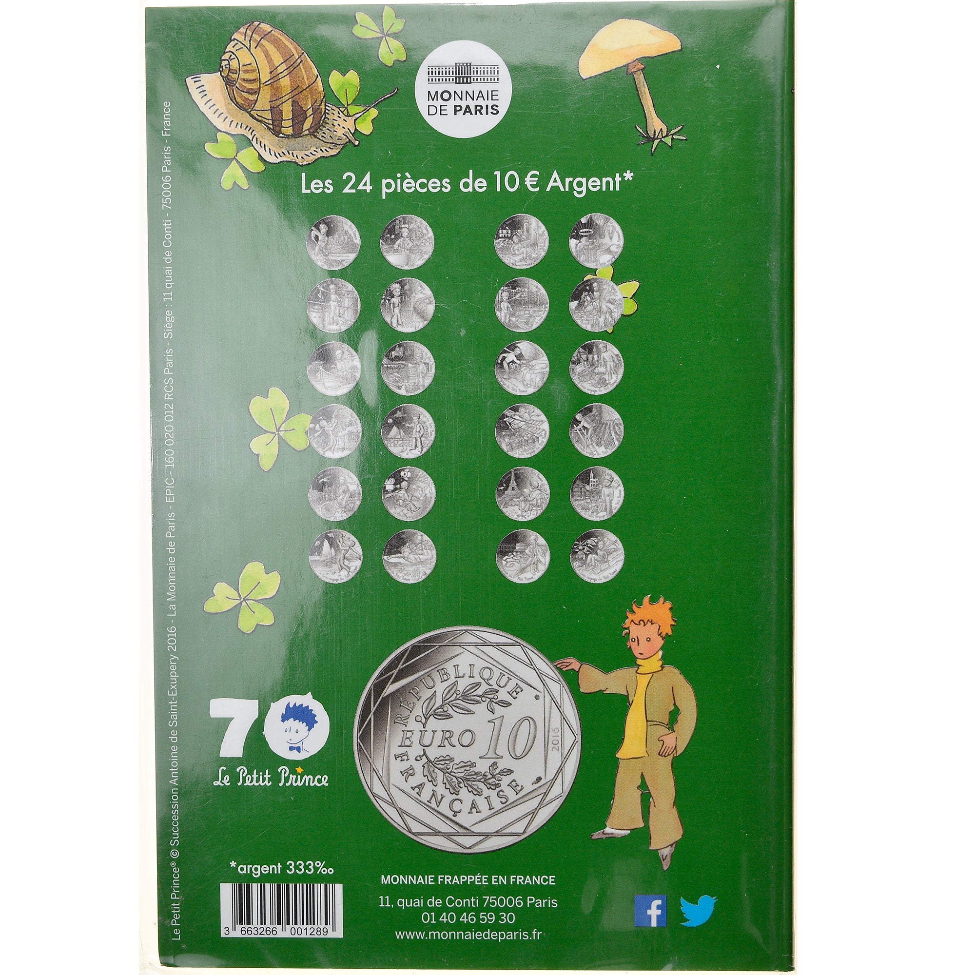 Francia, Monnaie de Paris, 10 Euro, Le Petit Prince (en Bourgogne), 2016, FDC