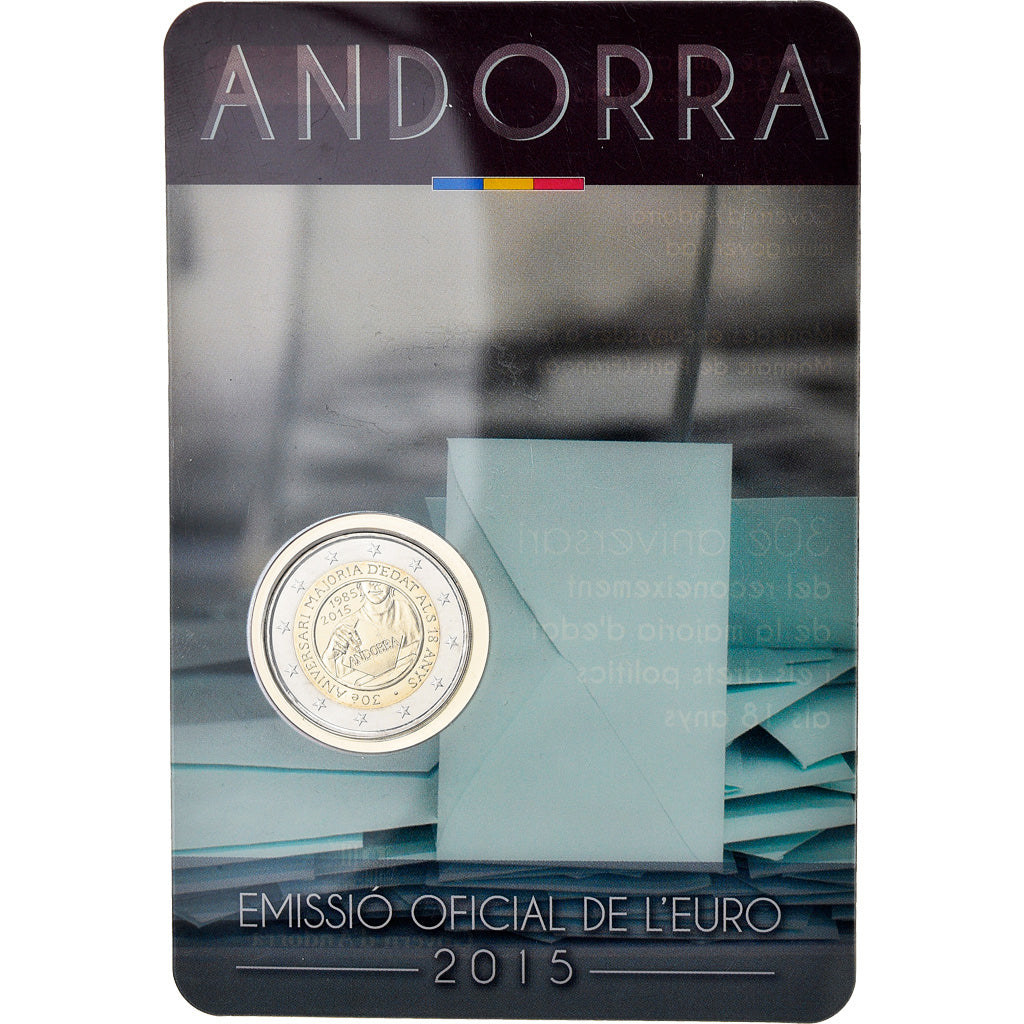 Andorra, 2 Euro, 30 Years of Political Rights, 2015, MS(65-70), Bi-Metallic