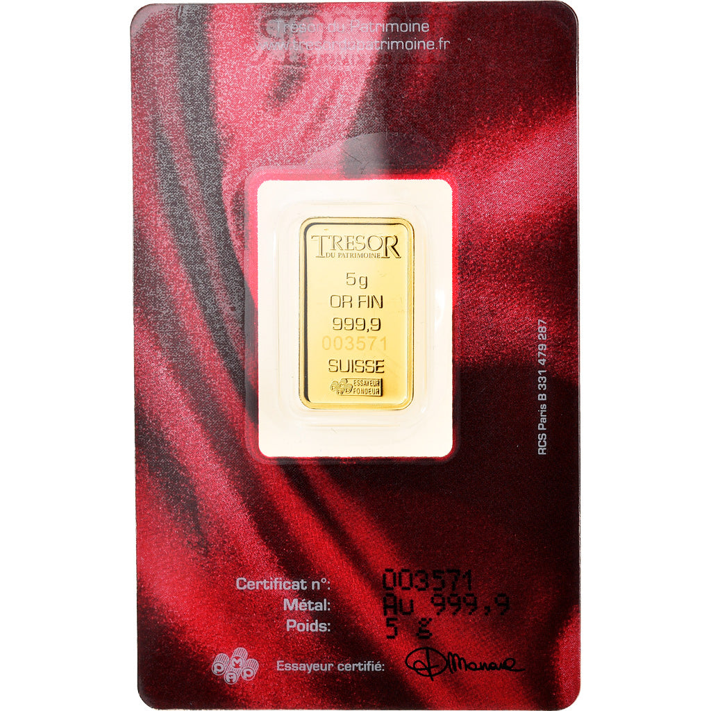France, Lingotin d'or 5g, Trésor du Patrimoine, Napoléon III, FDC, Or