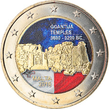 Malta, 2 Euro, Ggantija Temples, 2016, Colourized, MS(60-62), Bimetaliczny