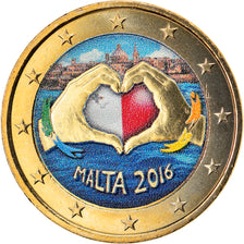 Malta, 2 Euro, Children and solidarity, 2016, Colourized, SPL, Bi-metallico