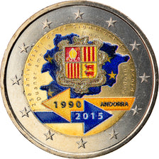 Andorra, 2 Euro, Customs Agreement with the European Union, 2015, Colourized
