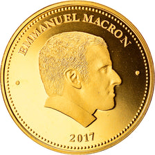 Francia, medaglia, Emmanuel Macron, Président de la République, 2017, FDC, Oro