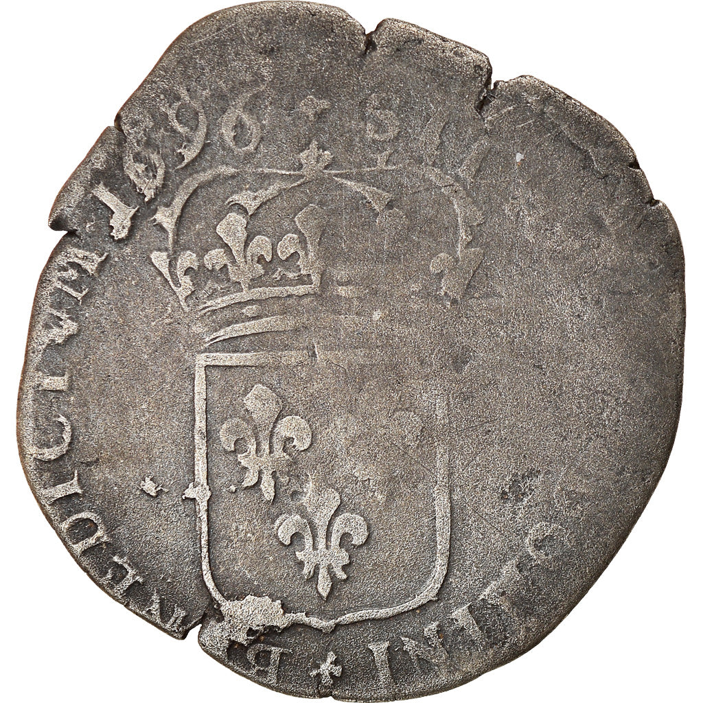 Moneta, Francja, Louis XIV, Quinzain aux 8 L, 1696, Lille, Rzadkie, VF(20-25)