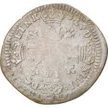 Moneda, Francia, Louis XIV, Quinzain aux 8 L, 1696, Lille, Rare, BC+, Vellón
