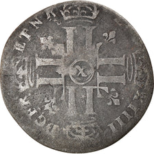 Moeda, França, Louis XIV, Quinzain aux 8 L, 1693, Amiens, VF(20-25), Lingote