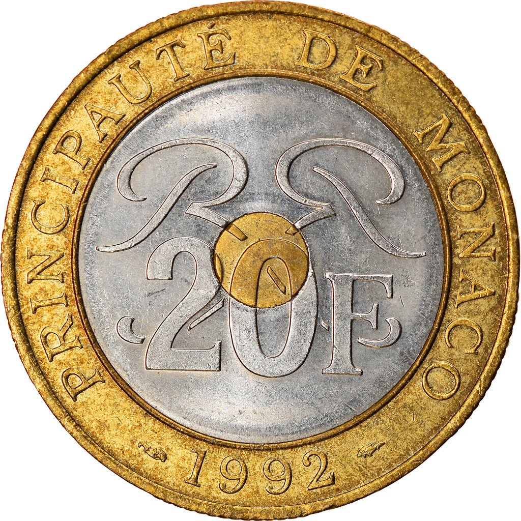Monnaie, Monaco, Rainier III, 20 Francs, 1992, SUP, Tri-Metallic, Gadoury:MC161