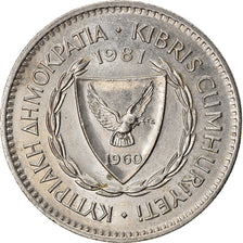 Coin, Cyprus, 50 Mils, 1981, AU(50-53), Copper-nickel, KM:41