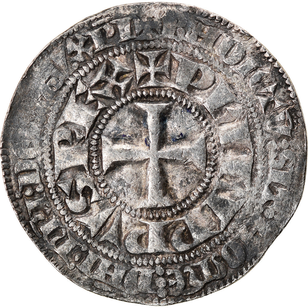 Moeda, França, Philip IV, Gros Tournois, EF(40-45), Prata, Duplessy:214
