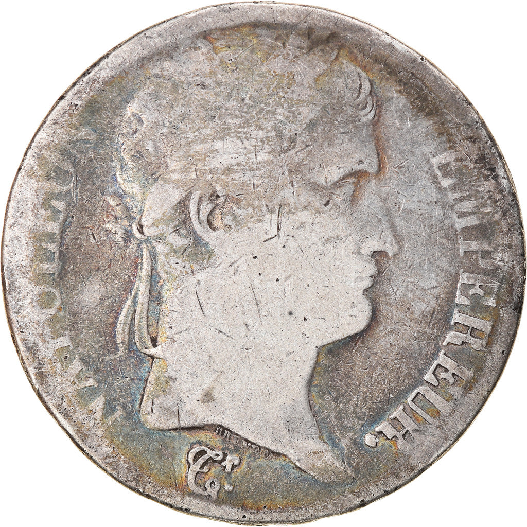 Moneta, Francia, Napoléon I, 5 Francs, 1813, Perpignan, MB, Argento, KM:694.12