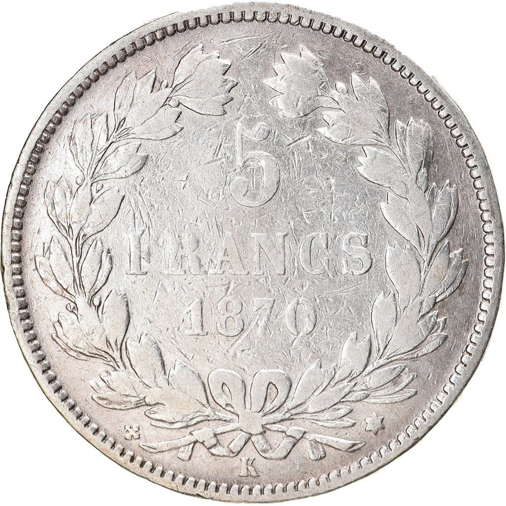 Coin, France, Cérès, 5 Francs, 1870, Bordeaux, VF(20-25), Silver, KM:818.2