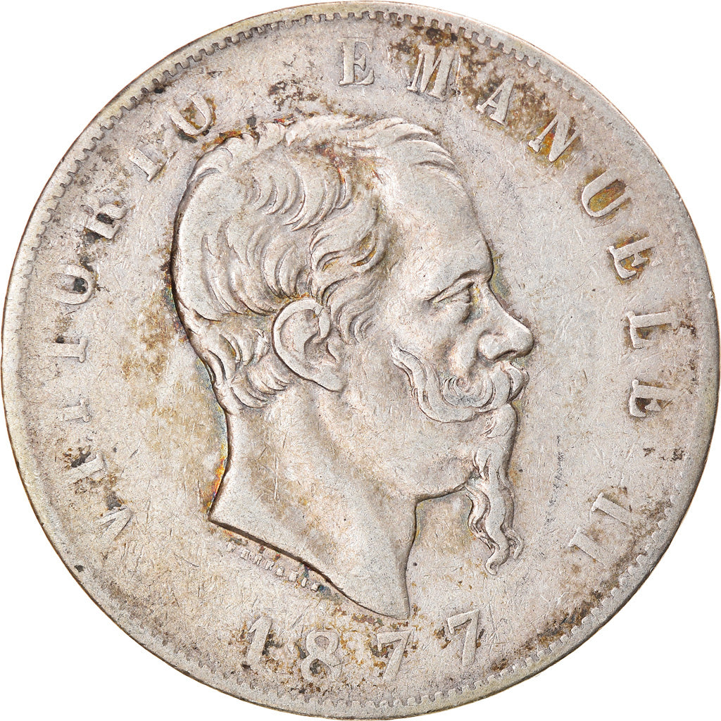 Coin, Italy, Vittorio Emanuele II, 5 Lire, 1877, Rome, VF(30-35), Silver, KM:8.4