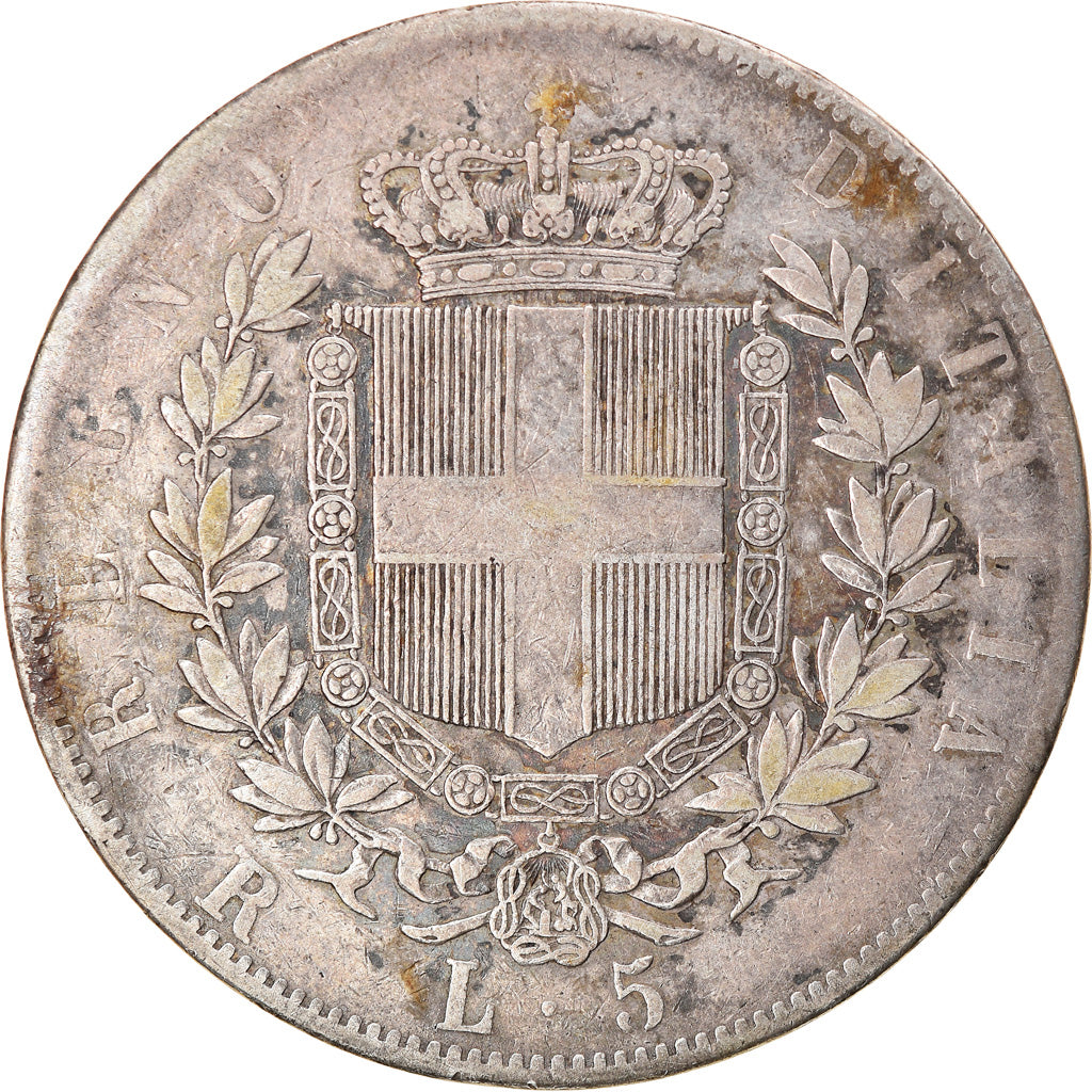 Coin, Italy, Vittorio Emanuele II, 5 Lire, 1877, Rome, VF(30-35), Silver, KM:8.4