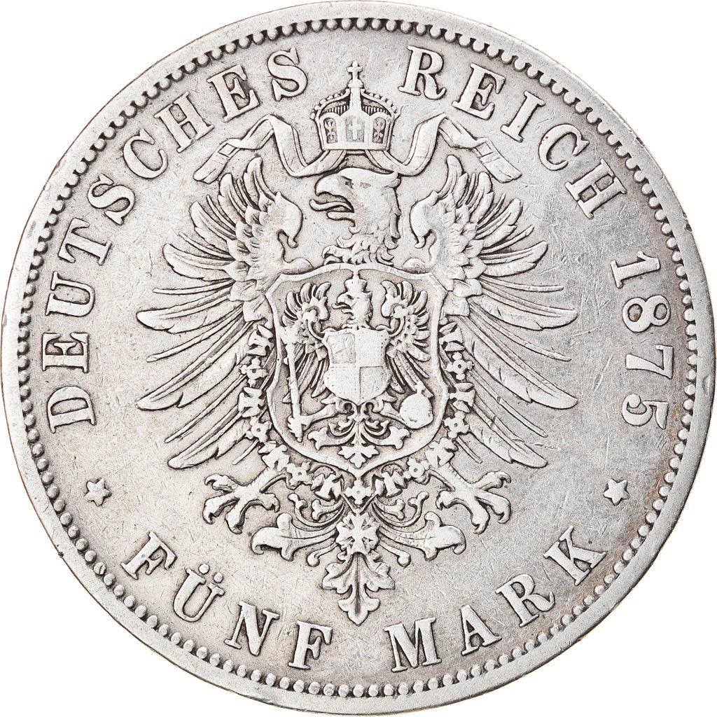 Moneta, Stati tedeschi, PRUSSIA, Wilhelm I, 5 Mark, 1875, Hannover, MB+