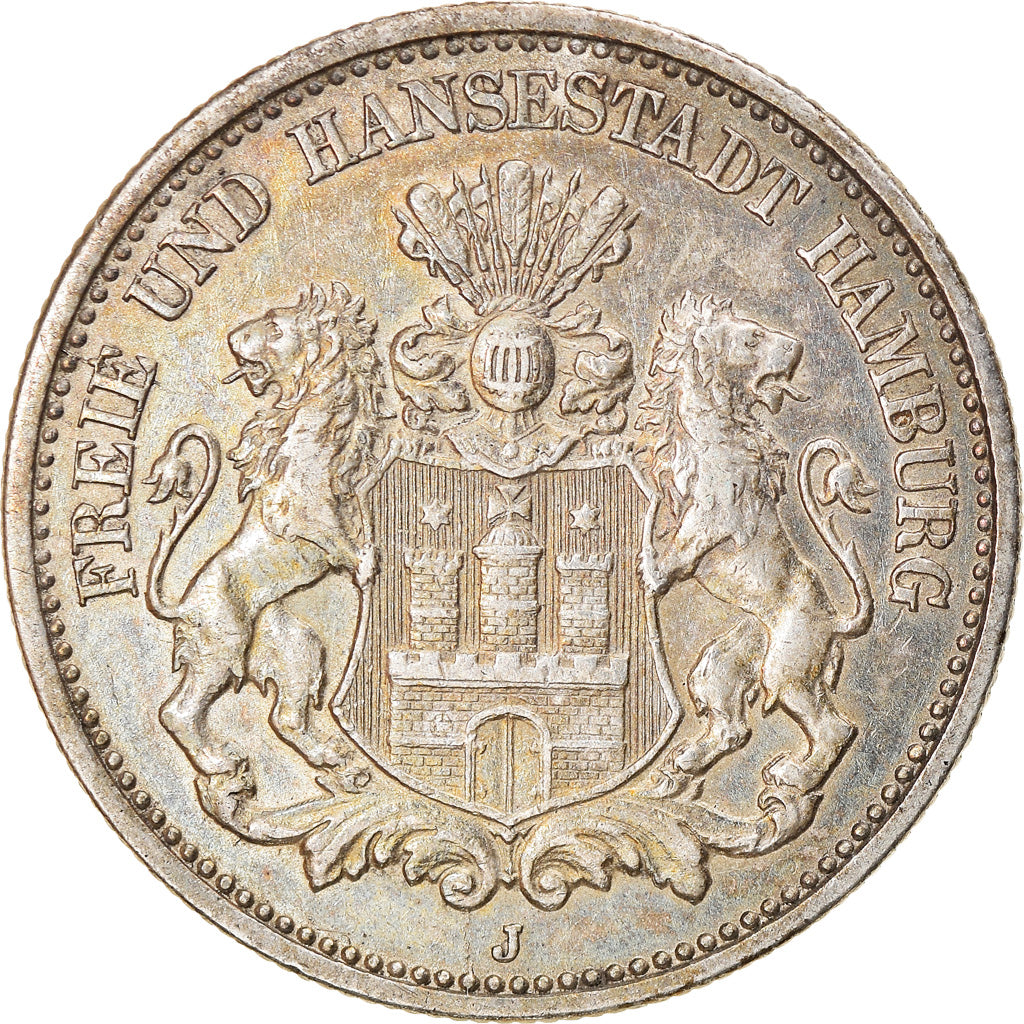 Coin, German States, HAMBURG, 2 Mark, 1907, Hamburg, AU(50-53), Silver, KM:612