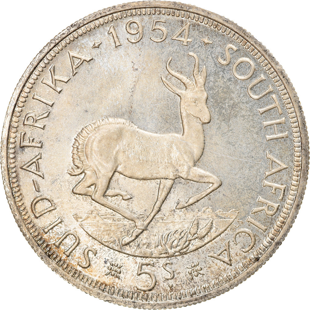 Moneta, Sudafrica, Elizabeth II, 5 Shillings, 1954, SPL, Argento, KM:52