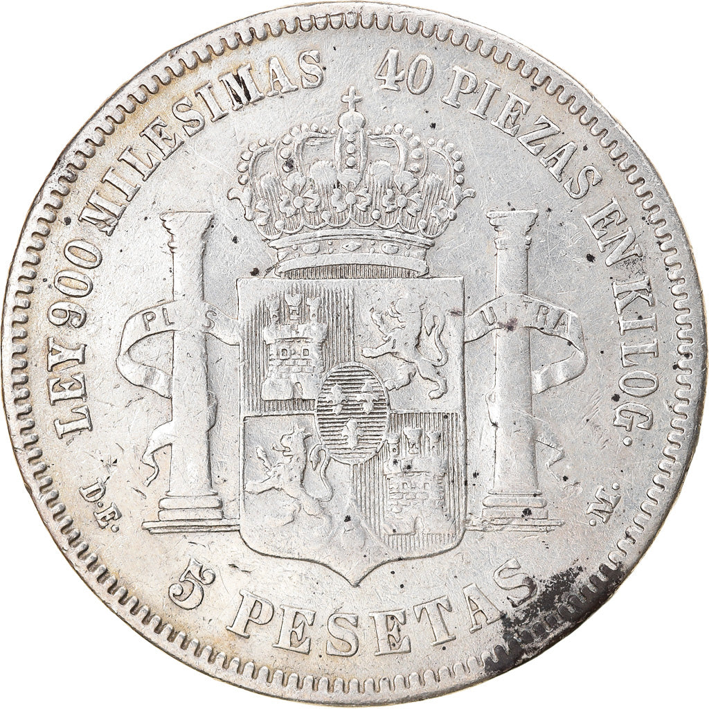 Coin, Spain, Alfonso XII, 5 Pesetas, 1876, Madrid, VF(30-35), Silver, KM:671