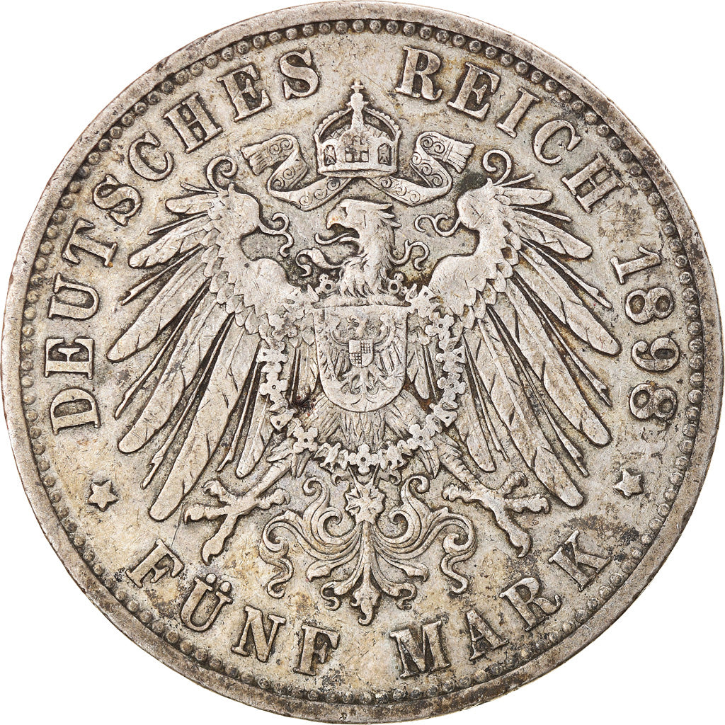 Coin, German States, PRUSSIA, Wilhelm II, 5 Mark, 1898, Berlin, VF(30-35)