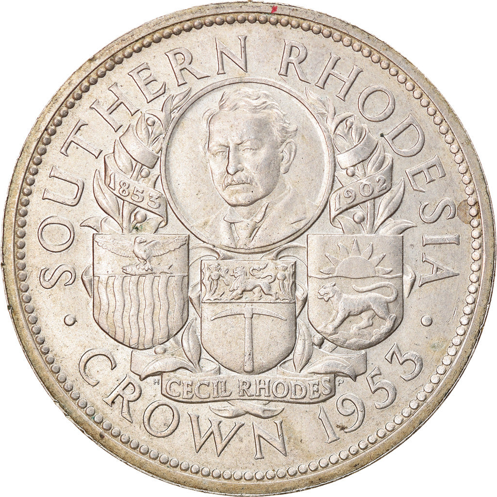 Coin, Southern Rhodesia, Elizabeth II, Crown, 1953, MS(60-62), Silver, KM:27