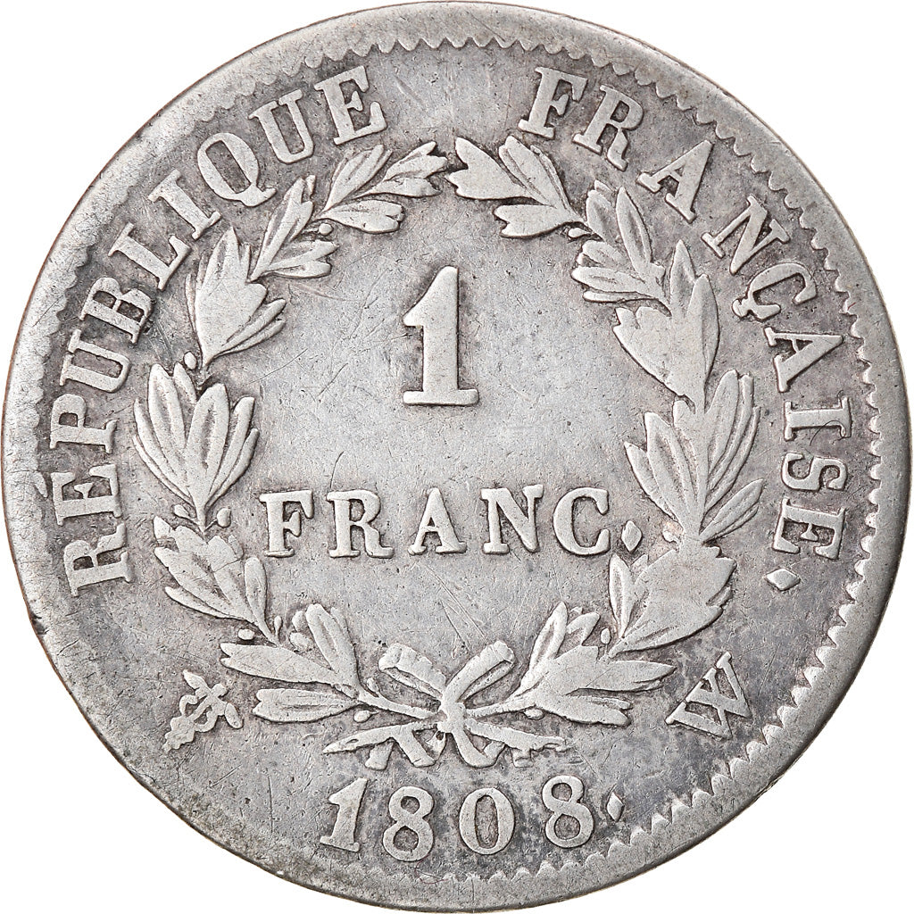 Coin, France, Napoléon I, Franc, 1808, Lille, VF(30-35), Silver, KM:682.14