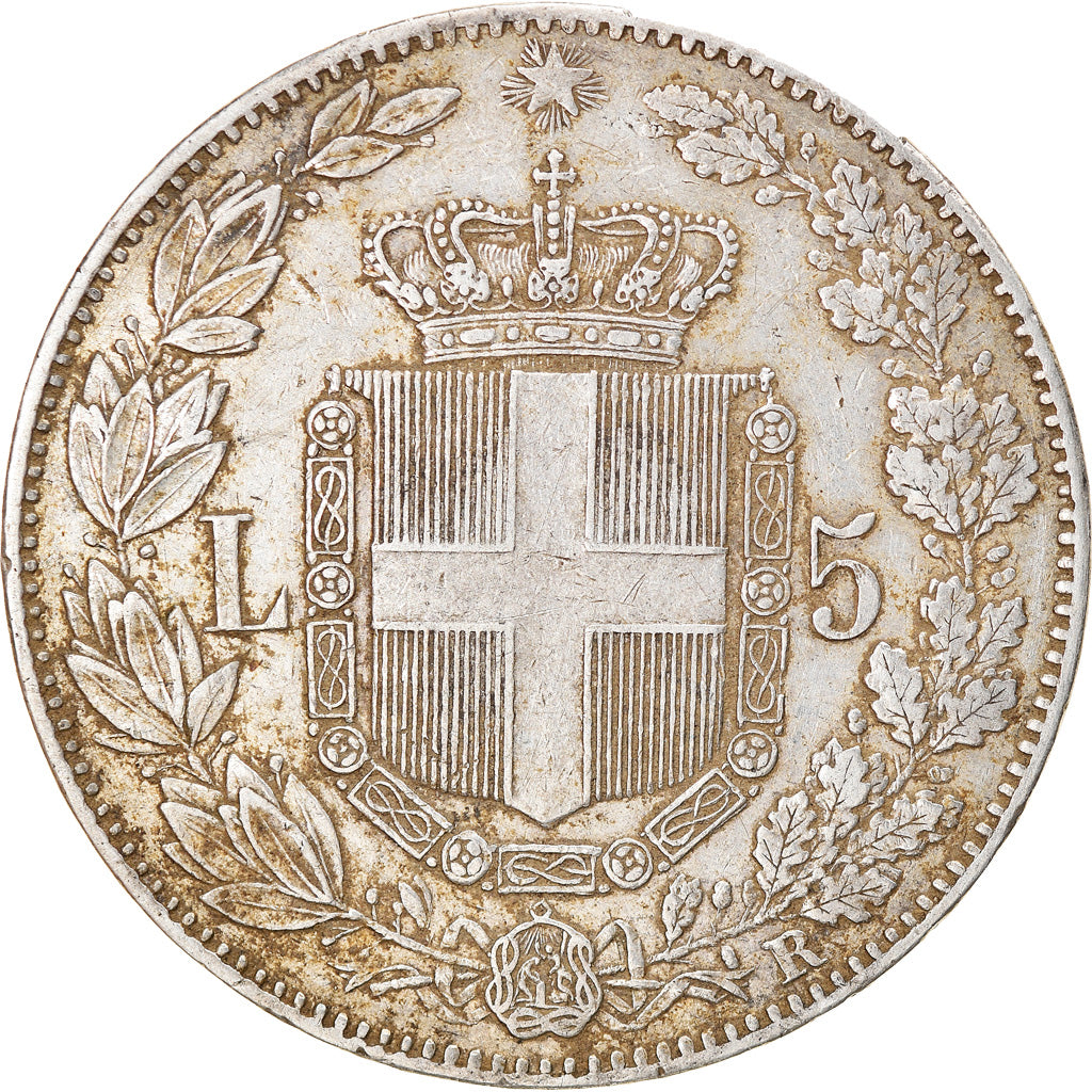 Coin, Italy, Umberto I, 5 Lire, 1879, Rome, EF(40-45), Silver, KM:20