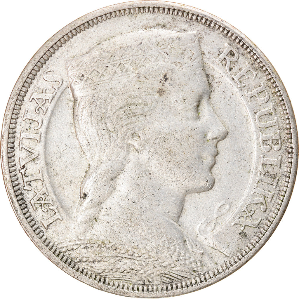 Moneta, Lettonia, 5 Lati, 1931, BB, Argento, KM:9