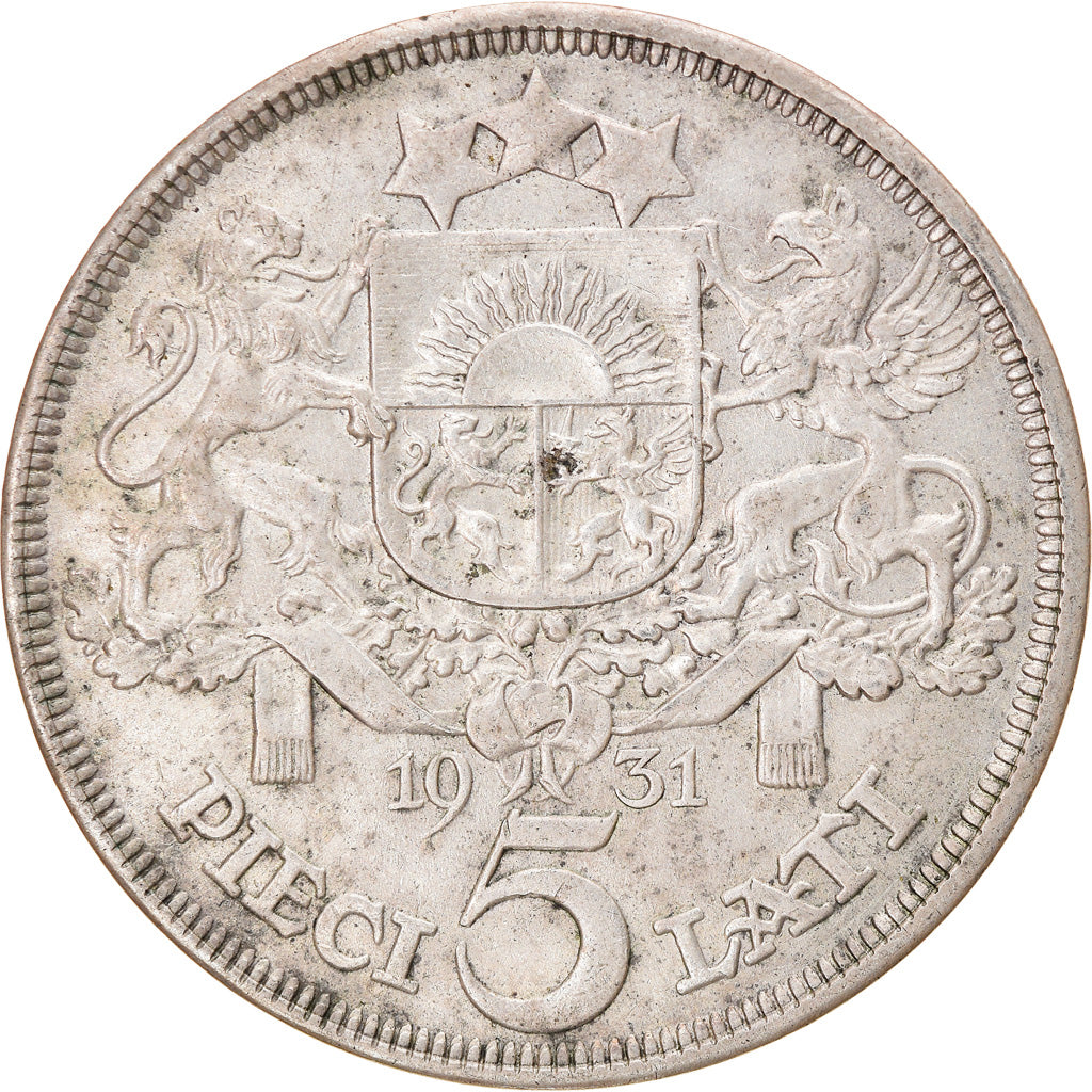 Moneta, Lettonia, 5 Lati, 1931, BB, Argento, KM:9