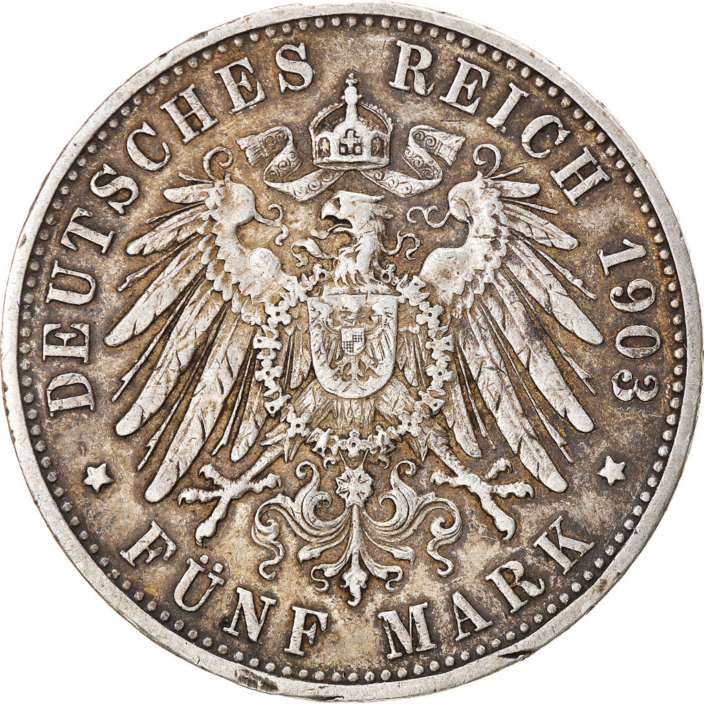 Coin, German States, WURTTEMBERG, Wilhelm II, 5 Mark, 1903, Freudenstadt