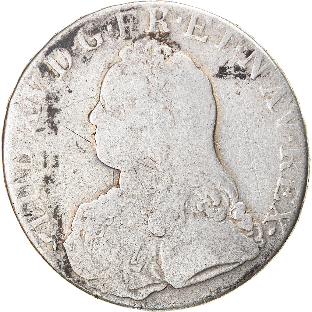 Coin, France, Louis XV, Ecu aux branches d'olivier, 1727, Rouen, VF(20-25)