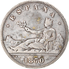 Coin, Spain, Provisional Government, 5 Pesetas, 1870, VF(30-35), Silver, KM:655