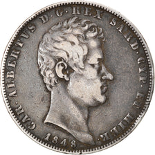 Coin, ITALIAN STATES, SARDINIA, Carlo Alberto, 5 Lire, 1848, Genoa, VF(30-35)