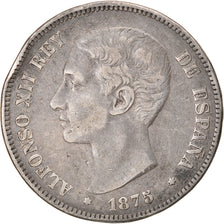 Munten, Spanje, Alfonso XII, 5 Pesetas, 1875, FR+, Zilver, KM:671