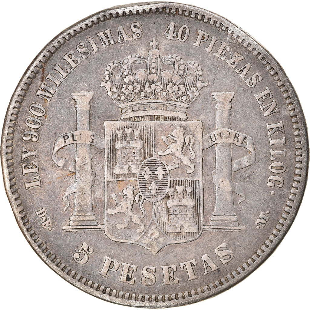 Coin, Spain, Alfonso XII, 5 Pesetas, 1875, VF(30-35), Silver, KM:671