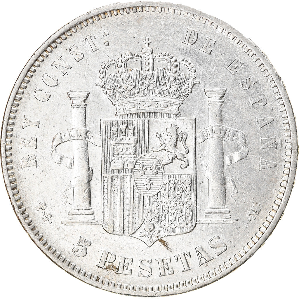 Coin, Spain, Alfonso XIII, 5 Pesetas, 1891, EF(40-45), Silver, KM:689