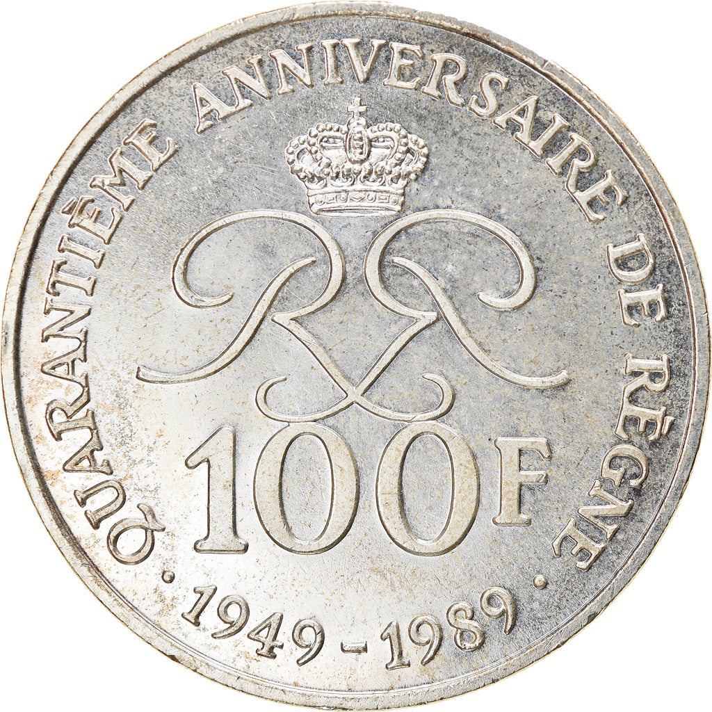 Coin, Monaco, Rainier III, 100 Francs, 1989, AU(55-58), Silver, KM:164