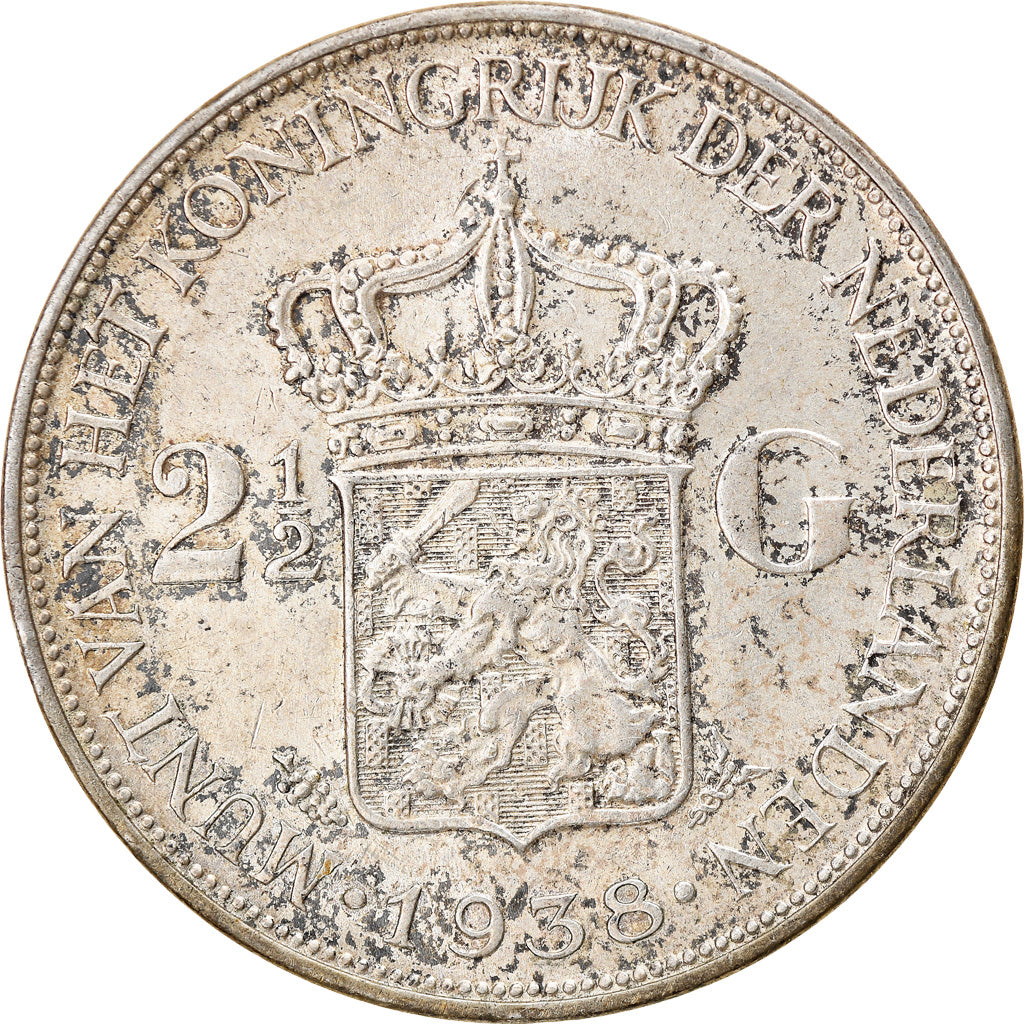 Moneta, Paesi Bassi, Wilhelmina I, 2-1/2 Gulden, 1938, BB+, Argento, KM:165
