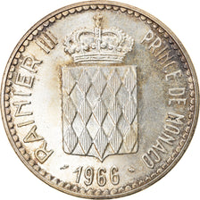 Moeda, Mónaco, Rainier III, 10 Francs, 1966, AU(55-58), Prata, KM:146