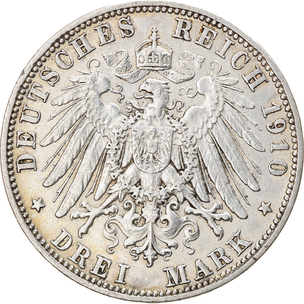 Moneta, Stati tedeschi, BAVARIA, Otto, 3 Mark, 1910, Munich, BB, Argento, KM:996
