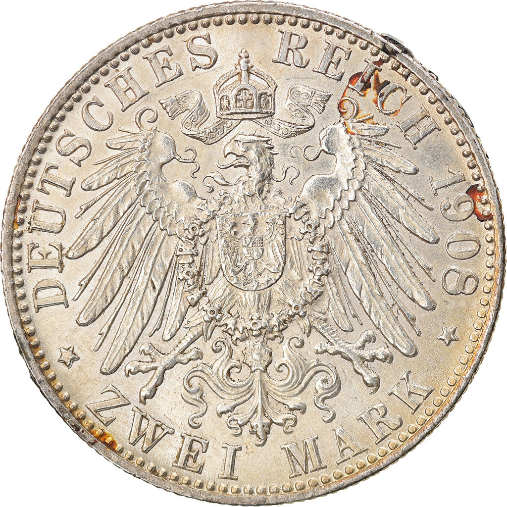 Moneta, Stati tedeschi, BAVARIA, Otto, 2 Mark, 1908, Munich, BB+, Argento