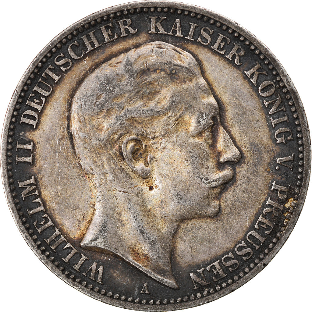 Moneta, Stati tedeschi, PRUSSIA, Wilhelm II, 3 Mark, 1909, Berlin, BB, Argento