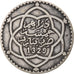 Moeda, Marrocos, 'Abd al-Hafiz, 1/2 Rial, 5 Dirhams, 1911/AH1329, bi-Bariz