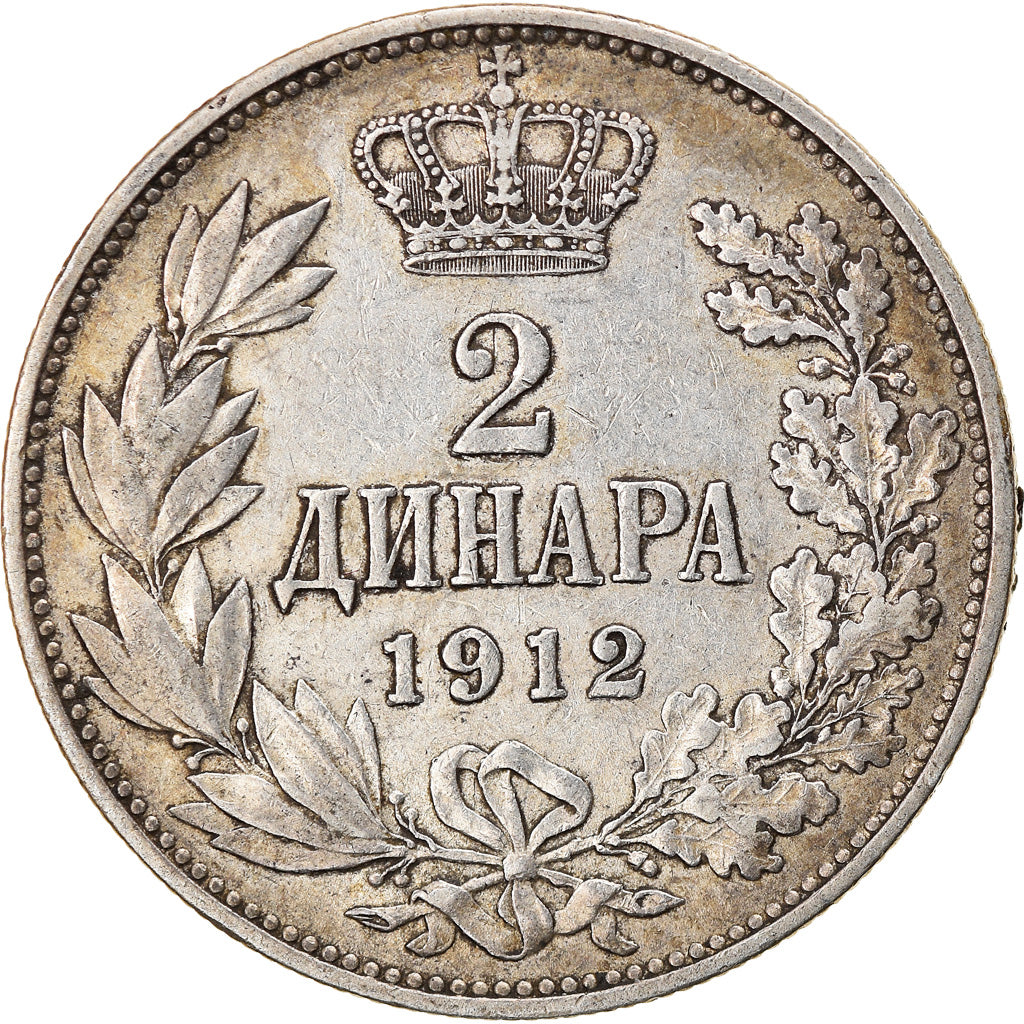 Coin, Serbia, Peter I, 2 Dinara, 1912, EF(40-45), Silver, KM:26.1